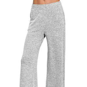 Zenana Soft Melange Hacci Elastic Waistband Lounge Pants